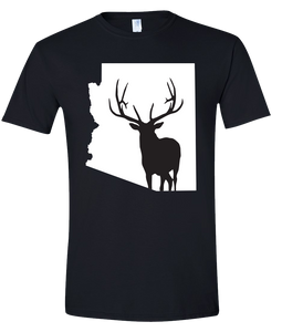 Short Sleeve T-Shirt Arizona Black Elk Vibrant Design High Quality Tight Knit Ring Spun Low Maintenance Cotton Printed With The Newest Available Color Transfer Technology