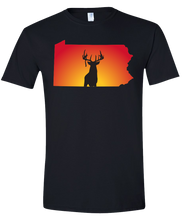 Load image into Gallery viewer, Short Sleeve T-Shirt Pennsylvania Black Whitetail Deer Vibrant Design High Quality Tight Knit Ring Spun Low Maintenance Cotton Printed With The Newest Available Color Transfer Technology