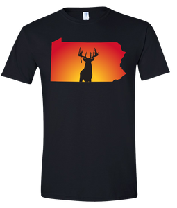 Short Sleeve T-Shirt Pennsylvania Black Whitetail Deer Vibrant Design High Quality Tight Knit Ring Spun Low Maintenance Cotton Printed With The Newest Available Color Transfer Technology