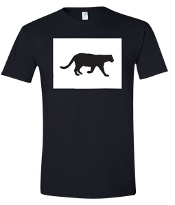 Short Sleeve T-Shirt Colorado Black Mountain Lion Vibrant Design High Quality Tight Knit Ring Spun Low Maintenance Cotton Printed With The Newest Available Color Transfer Technology