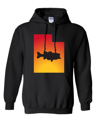 Pullover Hooded Sweatshirt Utah Black Large Mouth Bass Vibrant Design High Quality Tight Knit Ring Spun Low Maintenance Cotton Printed With The Newest Available Color Transfer Technology