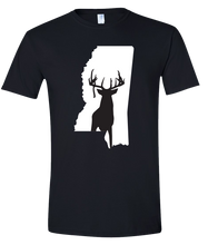 Load image into Gallery viewer, Short Sleeve T-Shirt Mississippi Black Whitetail Deer Vibrant Design High Quality Tight Knit Ring Spun Low Maintenance Cotton Printed With The Newest Available Color Transfer Technology
