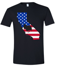 Load image into Gallery viewer, Short Sleeve T-Shirt California Black Turkey Vibrant Design High Quality Tight Knit Ring Spun Low Maintenance Cotton Printed With The Newest Available Color Transfer Technology