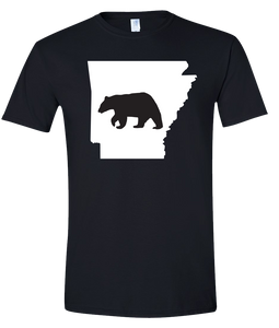 Short Sleeve T-Shirt Arkansas Black Black Bear Vibrant Design High Quality Tight Knit Ring Spun Low Maintenance Cotton Printed With The Newest Available Color Transfer Technology