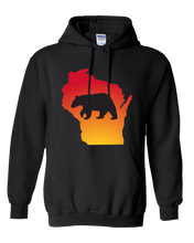 Load image into Gallery viewer, Pullover Hooded Sweatshirt Wisconsin Black Black Bear Vibrant Design High Quality Tight Knit Ring Spun Low Maintenance Cotton Printed With The Newest Available Color Transfer Technology