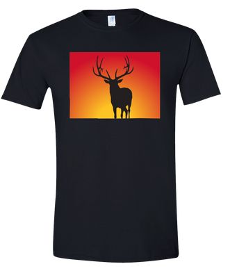 Short Sleeve T-Shirt Colorado Black Elk Vibrant Design High Quality Tight Knit Ring Spun Low Maintenance Cotton Printed With The Newest Available Color Transfer Technology