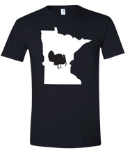 Load image into Gallery viewer, Short Sleeve T-Shirt Minnesota Black Turkey Vibrant Design High Quality Tight Knit Ring Spun Low Maintenance Cotton Printed With The Newest Available Color Transfer Technology
