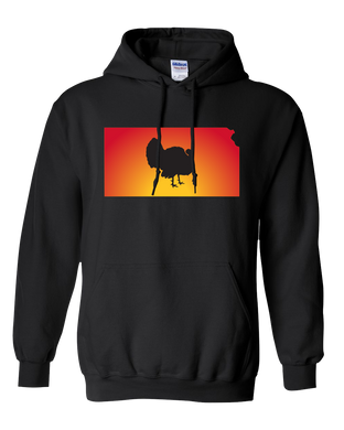 Pullover Hooded Sweatshirt Kansas Black Turkey Vibrant Design High Quality Tight Knit Ring Spun Low Maintenance Cotton Printed With The Newest Available Color Transfer Technology