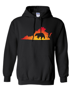 Pullover Hooded Sweatshirt Virginia Black Black Bear Vibrant Design High Quality Tight Knit Ring Spun Low Maintenance Cotton Printed With The Newest Available Color Transfer Technology