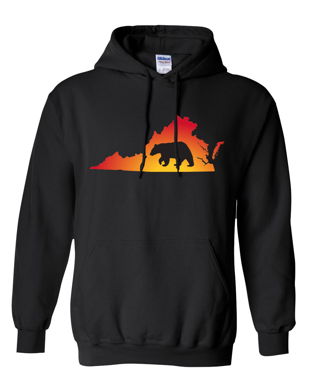 Pullover Hooded Sweatshirt Virginia Black Black Bear Vibrant Design High Quality Tight Knit Ring Spun Low Maintenance Cotton Printed With The Newest Available Color Transfer Technology