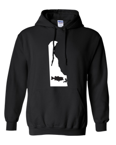 Pullover Hooded Sweatshirt Delaware Black Large Mouth Bass Vibrant Design High Quality Tight Knit Ring Spun Low Maintenance Cotton Printed With The Newest Available Color Transfer Technology