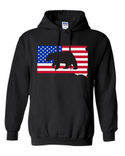 Load image into Gallery viewer, Pullover Hooded Sweatshirt South Dakota Black Black Bear Vibrant Design High Quality Tight Knit Ring Spun Low Maintenance Cotton Printed With The Newest Available Color Transfer Technology