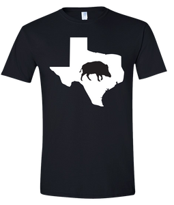 Short Sleeve T-Shirt Texas Black Wild Hog Vibrant Design High Quality Tight Knit Ring Spun Low Maintenance Cotton Printed With The Newest Available Color Transfer Technology