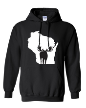 Load image into Gallery viewer, Pullover Hooded Sweatshirt Wisconsin Black Moose Vibrant Design High Quality Tight Knit Ring Spun Low Maintenance Cotton Printed With The Newest Available Color Transfer Technology