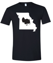 Load image into Gallery viewer, Short Sleeve T-Shirt Missouri Black Turkey Vibrant Design High Quality Tight Knit Ring Spun Low Maintenance Cotton Printed With The Newest Available Color Transfer Technology