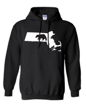Load image into Gallery viewer, Pullover Hooded Sweatshirt Massachusetts Black Black Bear Vibrant Design High Quality Tight Knit Ring Spun Low Maintenance Cotton Printed With The Newest Available Color Transfer Technology