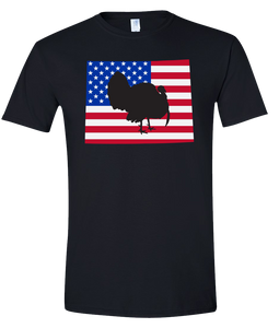 Short Sleeve T-Shirt Wyoming Black Turkey Vibrant Design High Quality Tight Knit Ring Spun Low Maintenance Cotton Printed With The Newest Available Color Transfer Technology