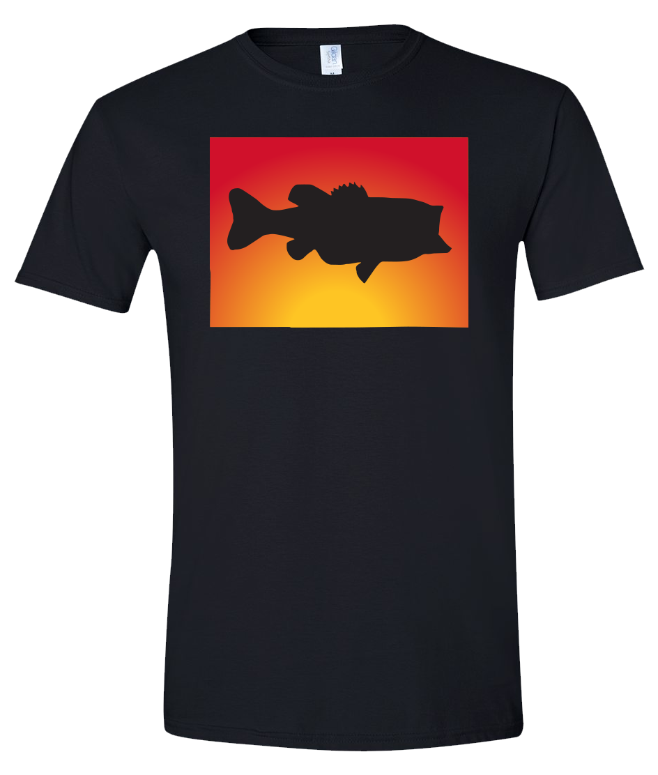 Short Sleeve T-Shirt Colorado Black Large Mouth Bass Vibrant Design High Quality Tight Knit Ring Spun Low Maintenance Cotton Printed With The Newest Available Color Transfer Technology