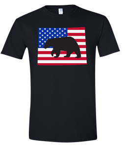 Short Sleeve T-Shirt Wyoming Black Black Bear Vibrant Design High Quality Tight Knit Ring Spun Low Maintenance Cotton Printed With The Newest Available Color Transfer Technology