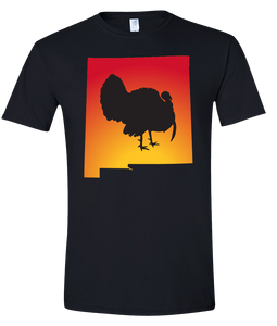 Short Sleeve T-Shirt New Mexico Black Turkey Vibrant Design High Quality Tight Knit Ring Spun Low Maintenance Cotton Printed With The Newest Available Color Transfer Technology