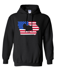 Pullover Hooded Sweatshirt Iowa Black Turkey Vibrant Design High Quality Tight Knit Ring Spun Low Maintenance Cotton Printed With The Newest Available Color Transfer Technology