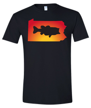 Load image into Gallery viewer, Short Sleeve T-Shirt Pennsylvania Black Large Mouth Bass Vibrant Design High Quality Tight Knit Ring Spun Low Maintenance Cotton Printed With The Newest Available Color Transfer Technology