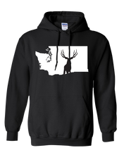 Load image into Gallery viewer, Pullover Hooded Sweatshirt Washington Black Mule Deer Vibrant Design High Quality Tight Knit Ring Spun Low Maintenance Cotton Printed With The Newest Available Color Transfer Technology
