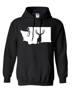 Pullover Hooded Sweatshirt Washington Black Mule Deer Vibrant Design High Quality Tight Knit Ring Spun Low Maintenance Cotton Printed With The Newest Available Color Transfer Technology