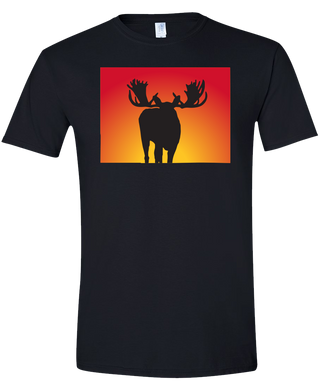 Short Sleeve T-Shirt Colorado Black Moose Vibrant Design High Quality Tight Knit Ring Spun Low Maintenance Cotton Printed With The Newest Available Color Transfer Technology