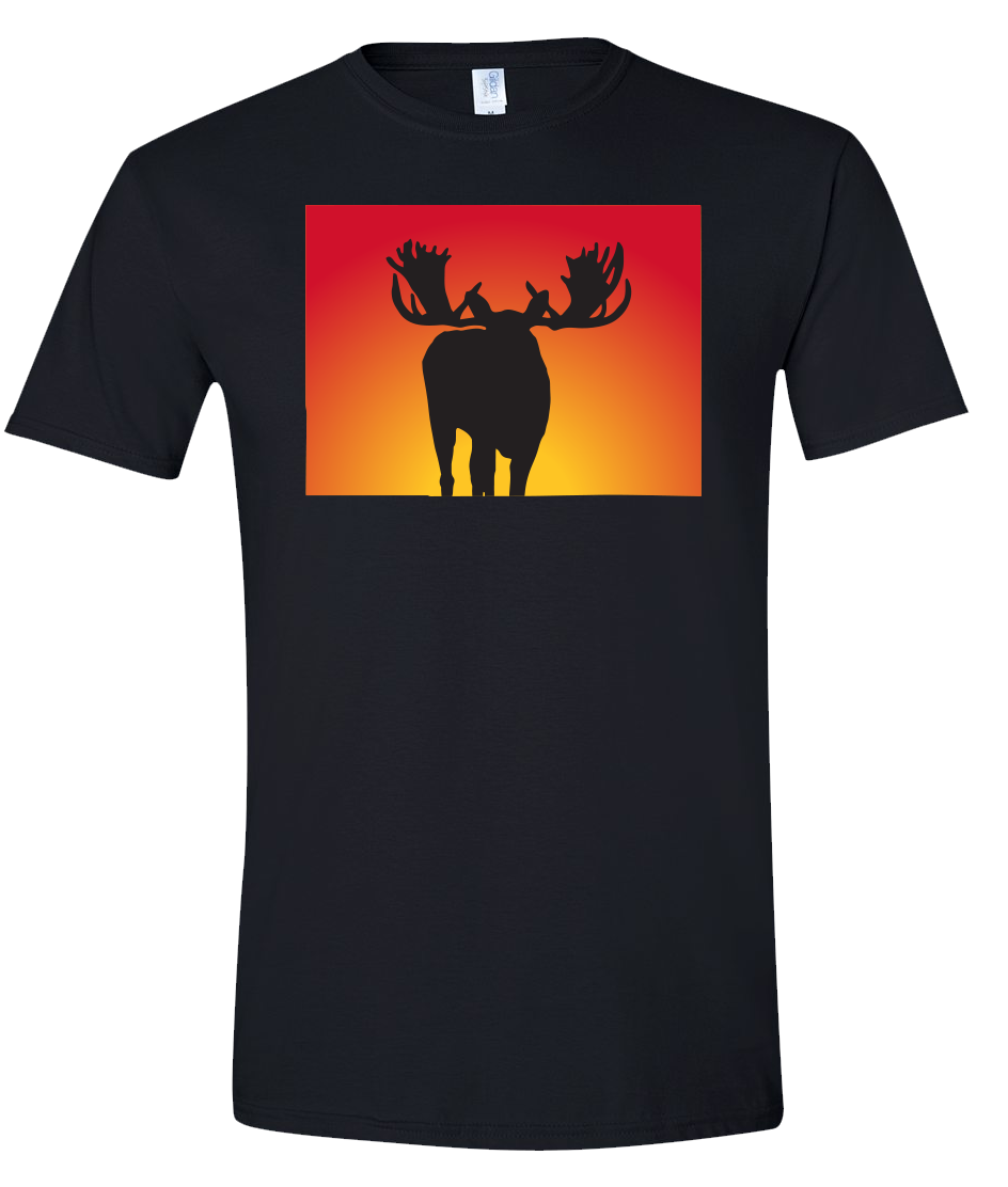 Short Sleeve T-Shirt Colorado Black Moose Vibrant Design High Quality Tight Knit Ring Spun Low Maintenance Cotton Printed With The Newest Available Color Transfer Technology