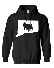 Load image into Gallery viewer, Pullover Hooded Sweatshirt Connecticut Black Turkey Vibrant Design High Quality Tight Knit Ring Spun Low Maintenance Cotton Printed With The Newest Available Color Transfer Technology