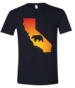 Short Sleeve T-Shirt California Black Black Bear Vibrant Design High Quality Tight Knit Ring Spun Low Maintenance Cotton Printed With The Newest Available Color Transfer Technology
