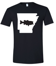 Load image into Gallery viewer, Short Sleeve T-Shirt Arkansas Black Large Mouth Bass Vibrant Design High Quality Tight Knit Ring Spun Low Maintenance Cotton Printed With The Newest Available Color Transfer Technology