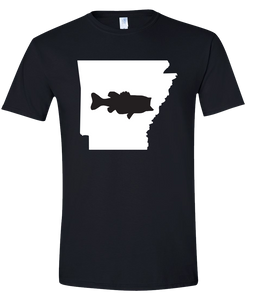 Short Sleeve T-Shirt Arkansas Black Large Mouth Bass Vibrant Design High Quality Tight Knit Ring Spun Low Maintenance Cotton Printed With The Newest Available Color Transfer Technology