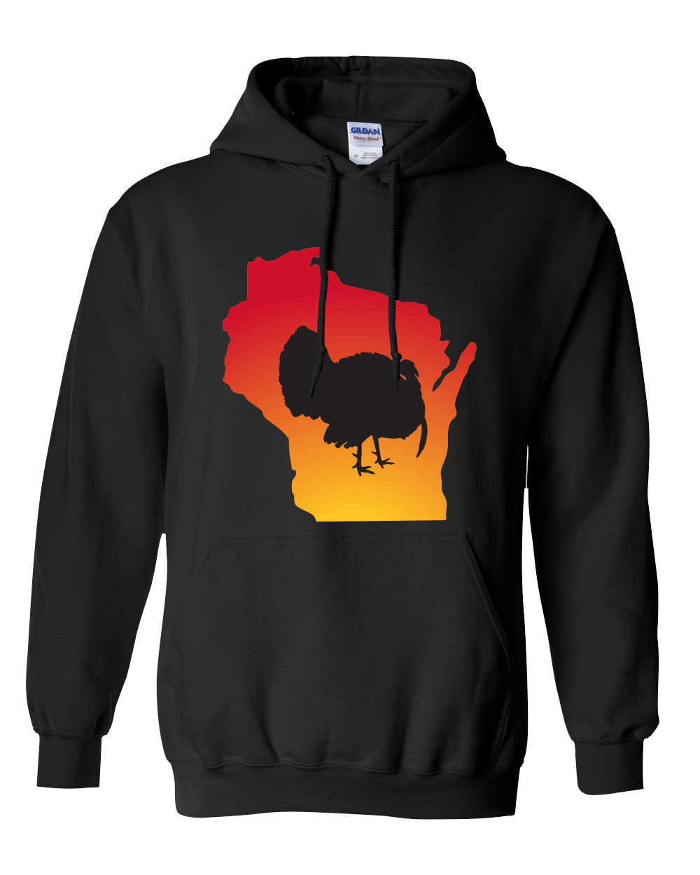 Pullover Hooded Sweatshirt Wisconsin Black Turkey Vibrant Design High Quality Tight Knit Ring Spun Low Maintenance Cotton Printed With The Newest Available Color Transfer Technology