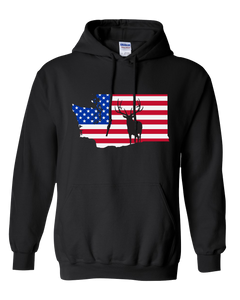 Pullover Hooded Sweatshirt Washington Black Elk Vibrant Design High Quality Tight Knit Ring Spun Low Maintenance Cotton Printed With The Newest Available Color Transfer Technology
