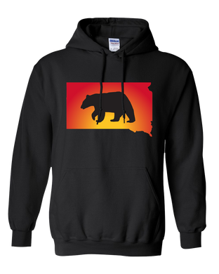 Pullover Hooded Sweatshirt South Dakota Black Black Bear Vibrant Design High Quality Tight Knit Ring Spun Low Maintenance Cotton Printed With The Newest Available Color Transfer Technology