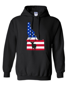 Pullover Hooded Sweatshirt Idaho Black Elk Vibrant Design High Quality Tight Knit Ring Spun Low Maintenance Cotton Printed With The Newest Available Color Transfer Technology