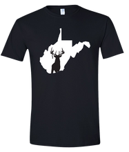 Load image into Gallery viewer, Short Sleeve T-Shirt West Virginia Black Whitetail Deer Vibrant Design High Quality Tight Knit Ring Spun Low Maintenance Cotton Printed With The Newest Available Color Transfer Technology