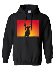 Pullover Hooded Sweatshirt Colorado Black Whitetail Deer Vibrant Design High Quality Tight Knit Ring Spun Low Maintenance Cotton Printed With The Newest Available Color Transfer Technology