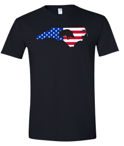 Short Sleeve T-Shirt North Carolina Black Wild Hog Vibrant Design High Quality Tight Knit Ring Spun Low Maintenance Cotton Printed With The Newest Available Color Transfer Technology