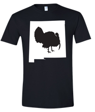 Load image into Gallery viewer, Short Sleeve T-Shirt New Mexico Black Turkey Vibrant Design High Quality Tight Knit Ring Spun Low Maintenance Cotton Printed With The Newest Available Color Transfer Technology