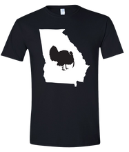 Load image into Gallery viewer, Short Sleeve T-Shirt Georgia Black Turkey Vibrant Design High Quality Tight Knit Ring Spun Low Maintenance Cotton Printed With The Newest Available Color Transfer Technology