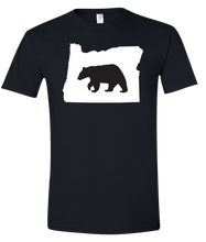 Load image into Gallery viewer, Short Sleeve T-Shirt Oregon Black Black Bear Vibrant Design High Quality Tight Knit Ring Spun Low Maintenance Cotton Printed With The Newest Available Color Transfer Technology