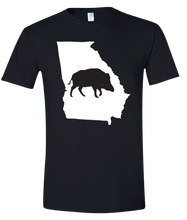 Load image into Gallery viewer, Short Sleeve T-Shirt Georgia Black Wild Hog Vibrant Design High Quality Tight Knit Ring Spun Low Maintenance Cotton Printed With The Newest Available Color Transfer Technology