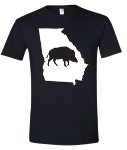 Short Sleeve T-Shirt Georgia Black Wild Hog Vibrant Design High Quality Tight Knit Ring Spun Low Maintenance Cotton Printed With The Newest Available Color Transfer Technology