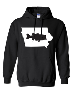 Pullover Hooded Sweatshirt Iowa Black Large Mouth Bass Vibrant Design High Quality Tight Knit Ring Spun Low Maintenance Cotton Printed With The Newest Available Color Transfer Technology