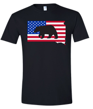 Load image into Gallery viewer, Short Sleeve T-Shirt South Dakota Black Black Bear Vibrant Design High Quality Tight Knit Ring Spun Low Maintenance Cotton Printed With The Newest Available Color Transfer Technology