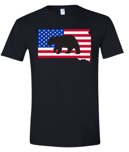 Short Sleeve T-Shirt South Dakota Black Black Bear Vibrant Design High Quality Tight Knit Ring Spun Low Maintenance Cotton Printed With The Newest Available Color Transfer Technology