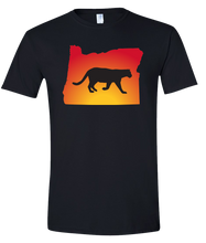 Load image into Gallery viewer, Short Sleeve T-Shirt Oregon Black Mountain Lion Vibrant Design High Quality Tight Knit Ring Spun Low Maintenance Cotton Printed With The Newest Available Color Transfer Technology